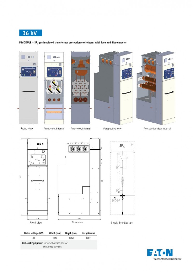 URING 36 F Module SF6 gas Insulated Transformer Protection switchgear with fuse and disconnector